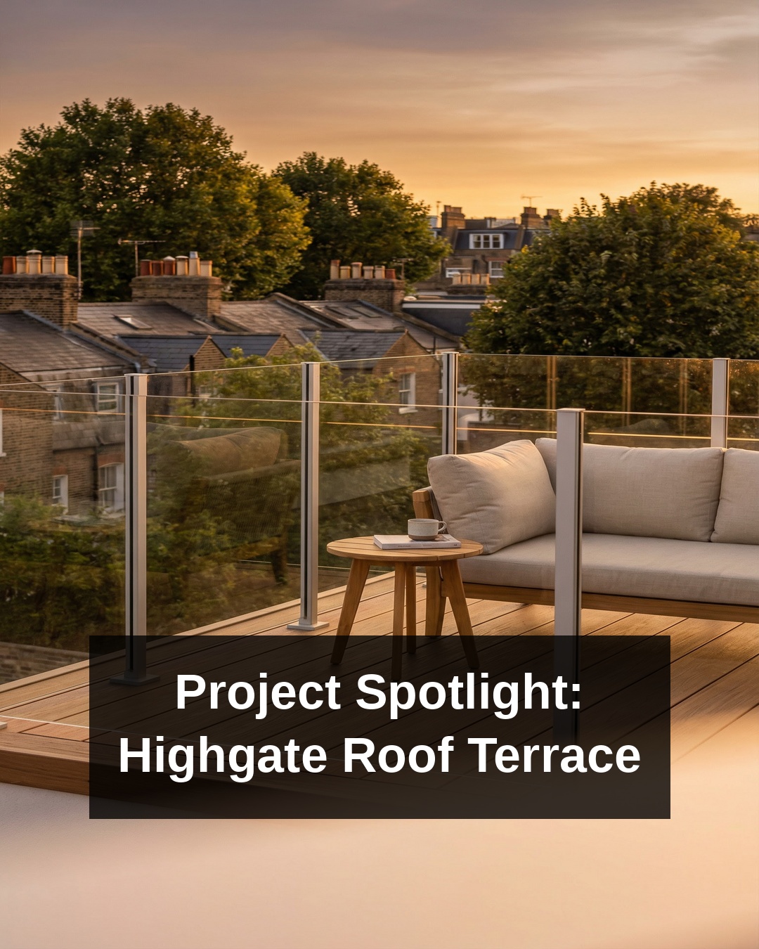 Glass-balustrade terrace on a period roof in Highgate